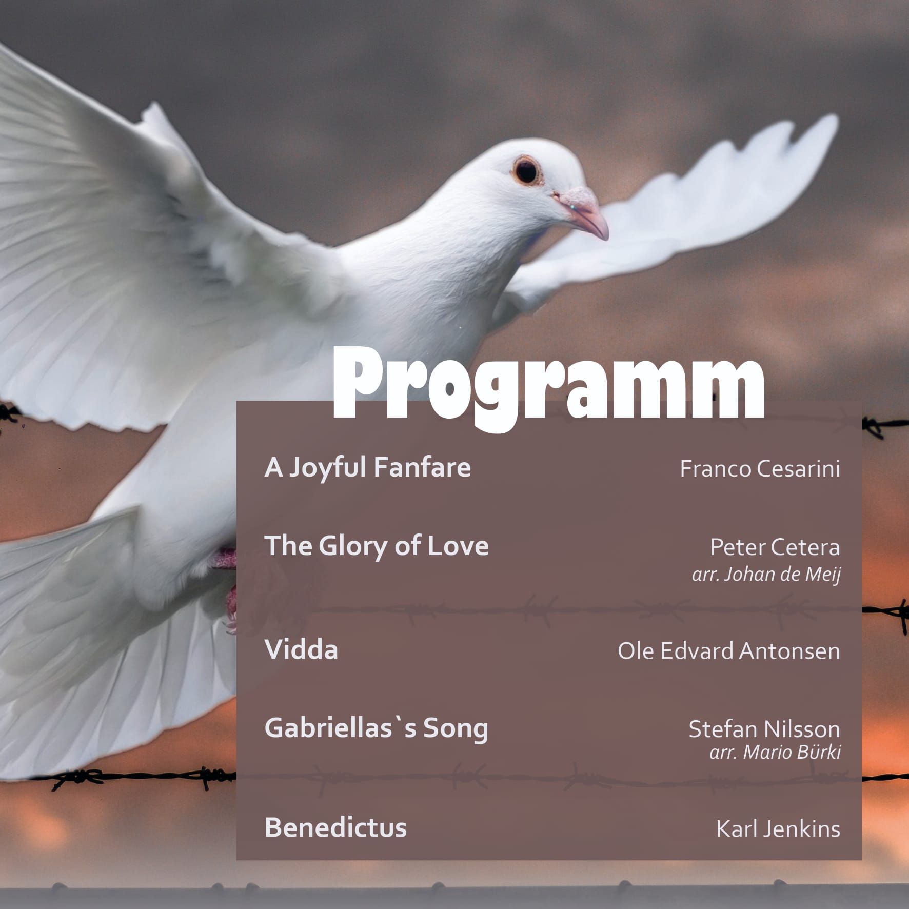 Messegestaltung am Palmsonntagsgottesdienst 2023 durch die Ortsmusik Rüediswil (Flyer von Benedikta Rosenberg-Rogger)