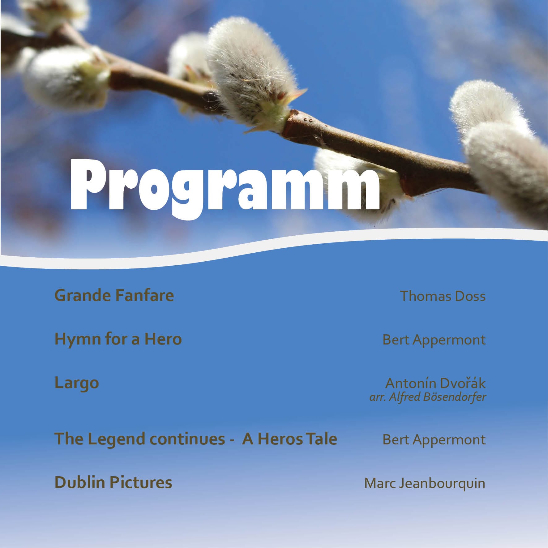 Programm zur Gottesdienstgestaltung zum Palmsonntag 2024 der Ortsmusik Rüediswil