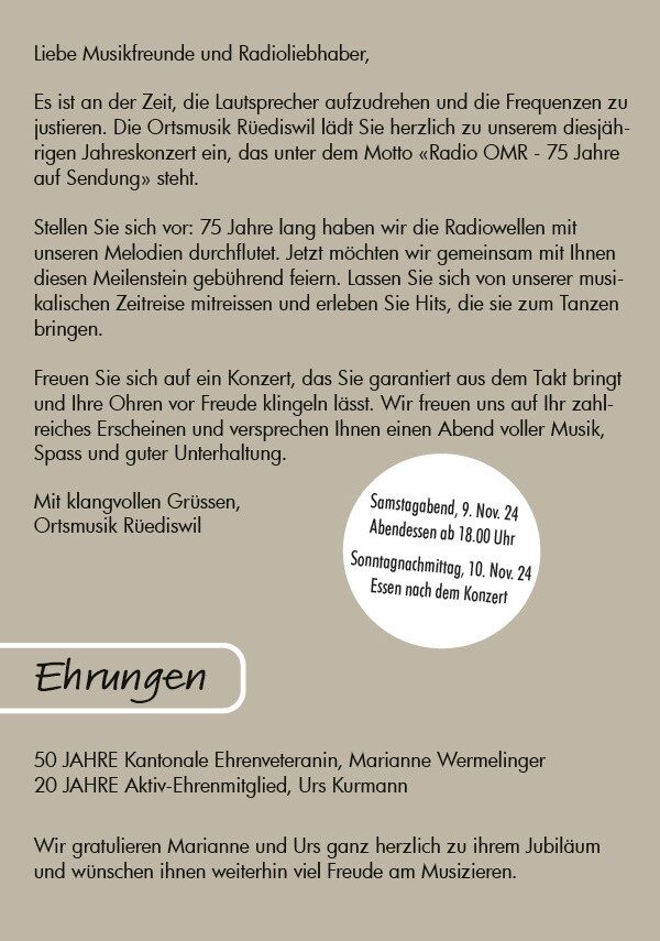 Jahreskonzert der Ortsmusik Rüediswil 2024